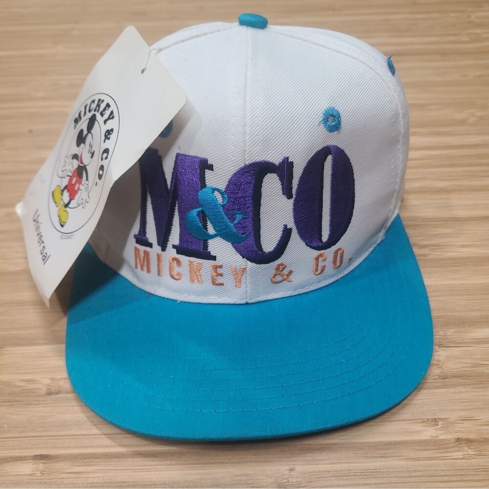 Vintage 90's Mickey & Co Snapback Hat Mickey Mouse Disney Teal Purple NWT! Tags